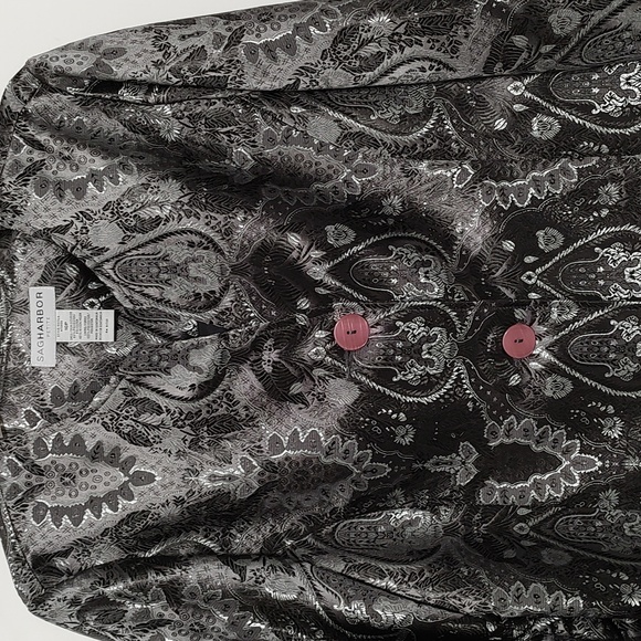 New Holiday Jacket Top Metallic Black and Silver Gray sz 16 Petite - Picture 2 of 7